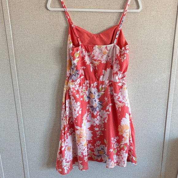 LC Lauren Conrad Floral Sundress Size 4 Coral Pink Spaghetti Strap Garden Party - Picture 2 of 16